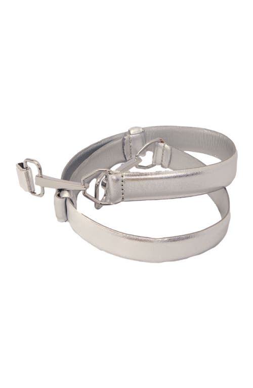 Maje Metallic Leather Belt In Silver