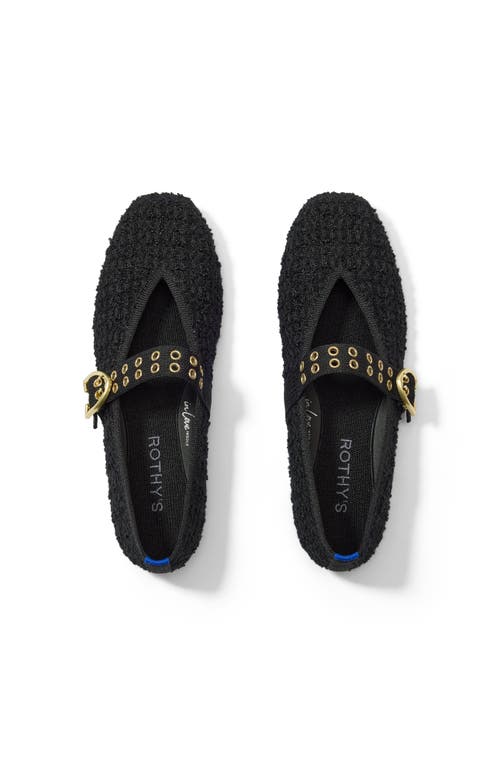 Rothys The Max Buckle Mary Jane In Black/metallic/neutral In Blue