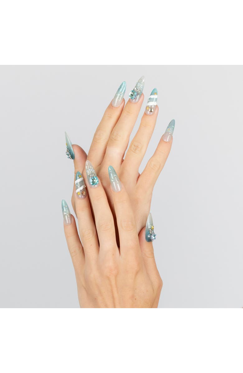 3H Nails Ocean Goddess Luxury Handmade Press On Nails, Main, color, Teal Ombré Nails