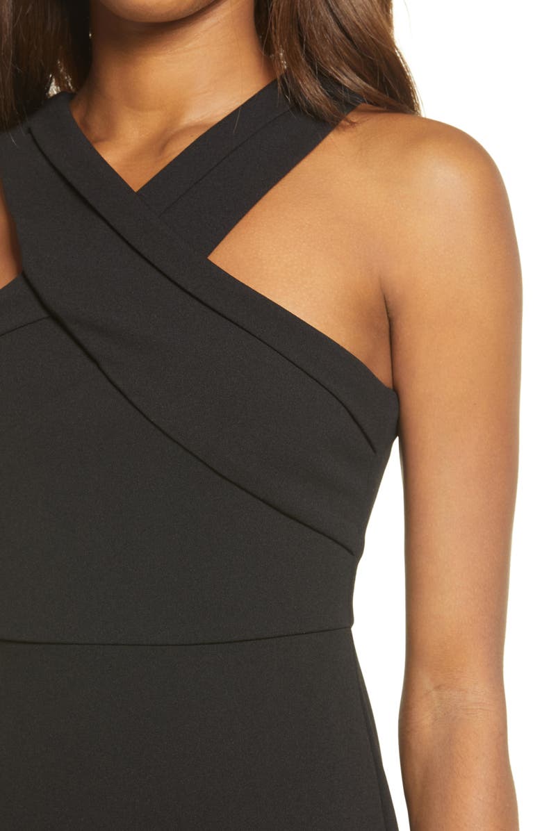 Lulus Guess Again Halter Neck Asymmetrical Midi Dress, Alternate, color,