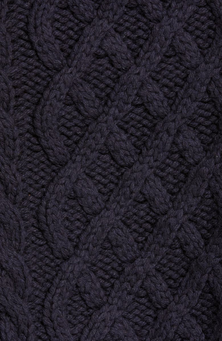 Self-Portrait Lace Trim Cable Knit Cotton & Wool Sweater, Alternate, color, 