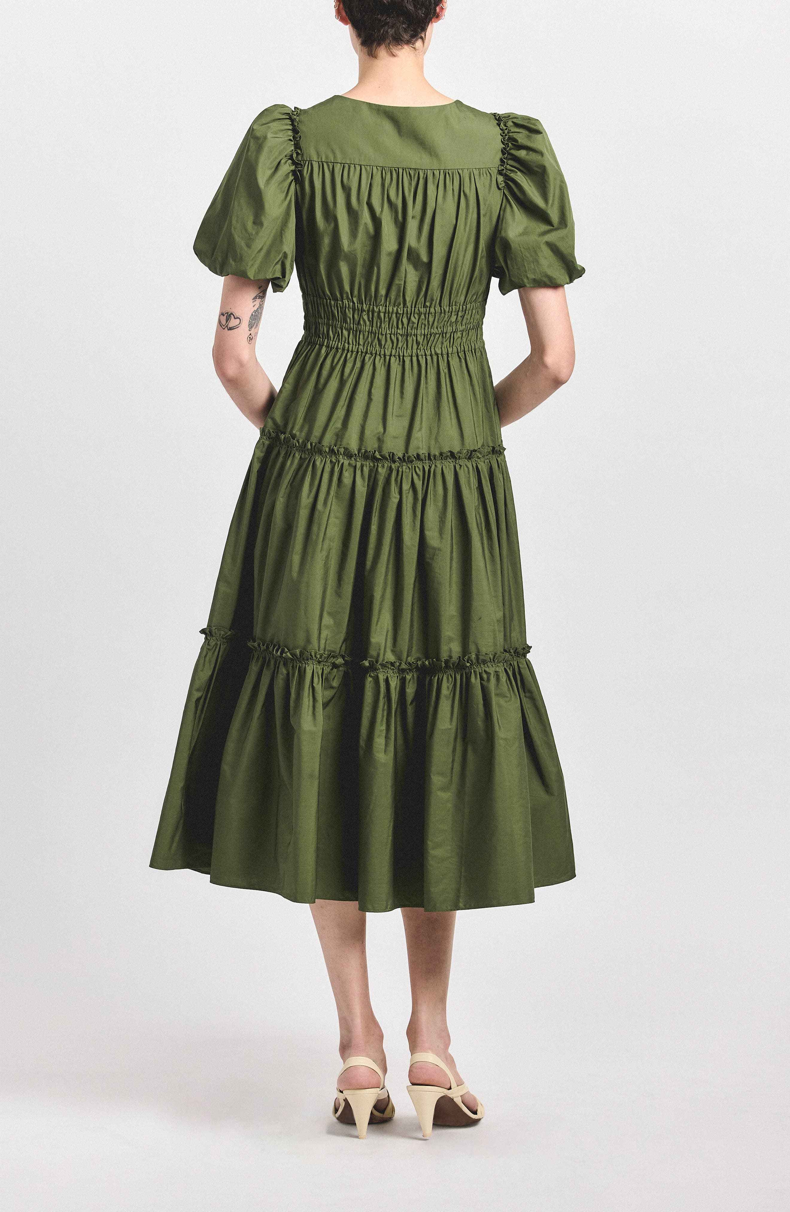 Phillipa Puff Sleeve Tiered Midi Dress - image 2