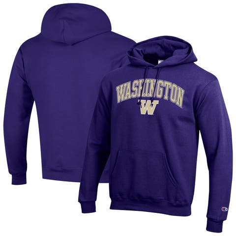 Men's Champion  Purple Washington Huskies Arched Logo Fleece Pullover Hoodie