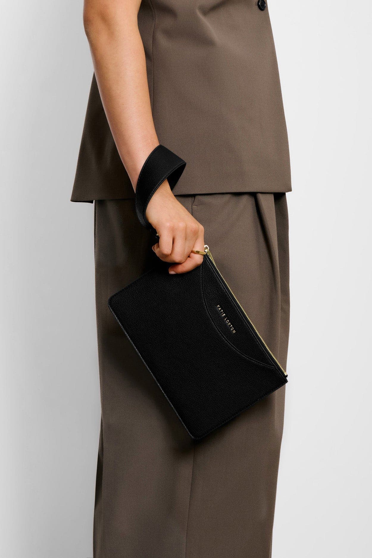 Katie Loxton Alba Wristlet Pouch in Black, Alternate, color, Black