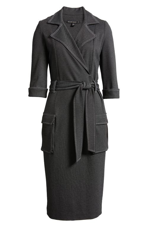 Black Halo Iria Tie Belt Denim Sheath Dress In Denim Daze