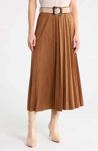 Pleated Faux Suede Skirt