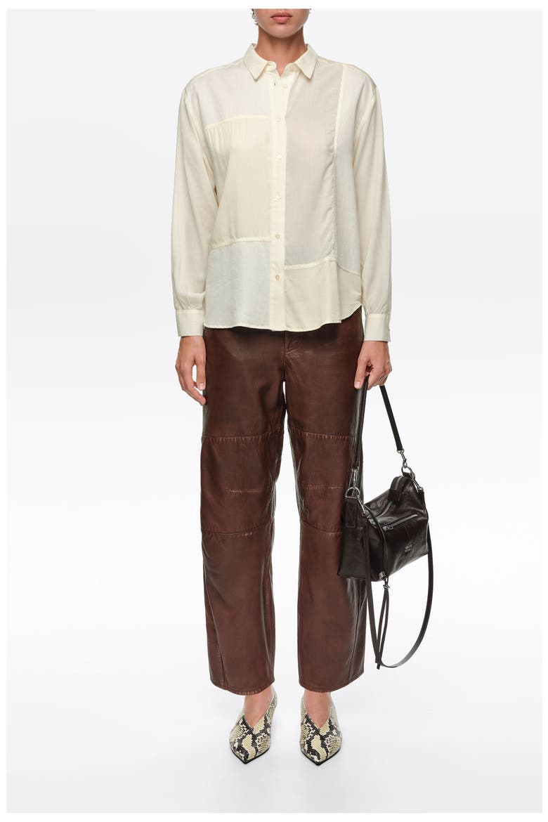Patchwork Straight Shirt, Alternate, color, CREAM