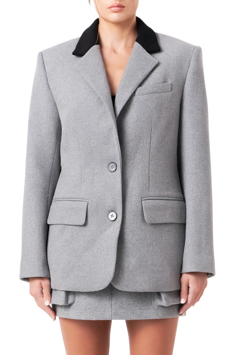 Grey Lab Oversize Wool Blend Blazer, Main, color, Grey/ Black