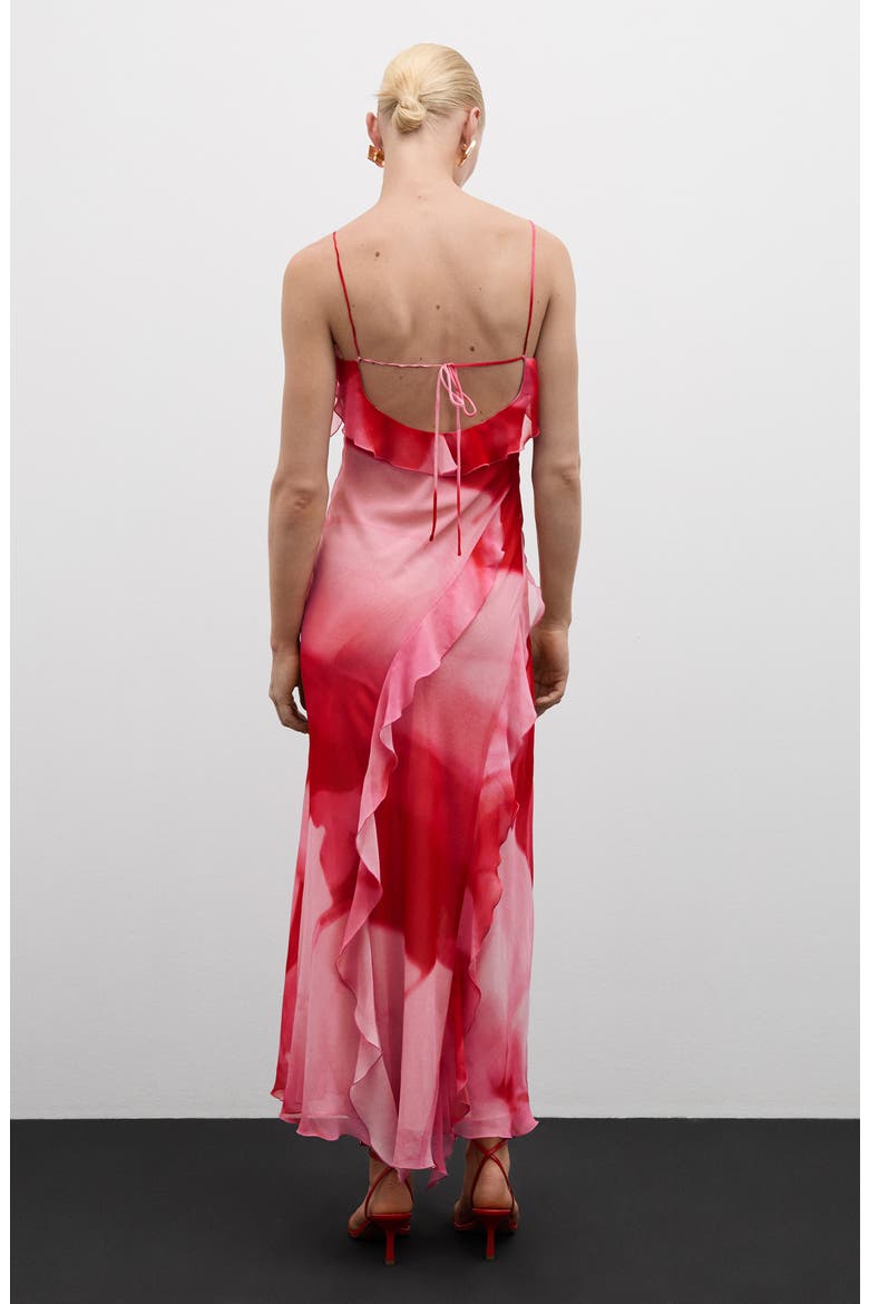 Ruffle Chiffon Maxi Dress, Alternate, color, PINK