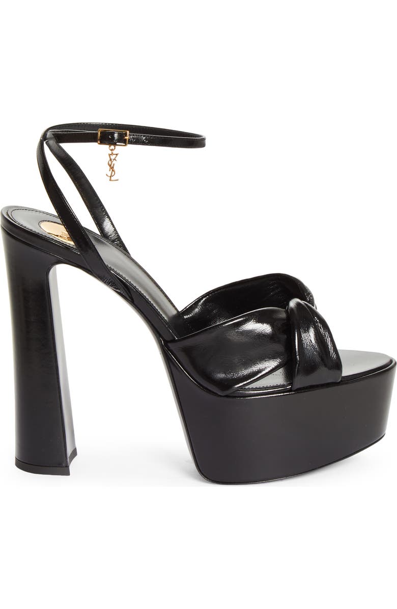Saint Laurent Franciane Ankle Strap Platform Sandal, Alternate, color, Noir