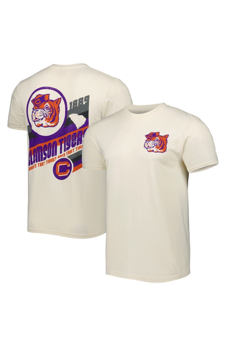 IMAGE ONE Men's Cream Clemson Tigers Vault Vintage Comfort Color T-Shirt, Alternate, color, 