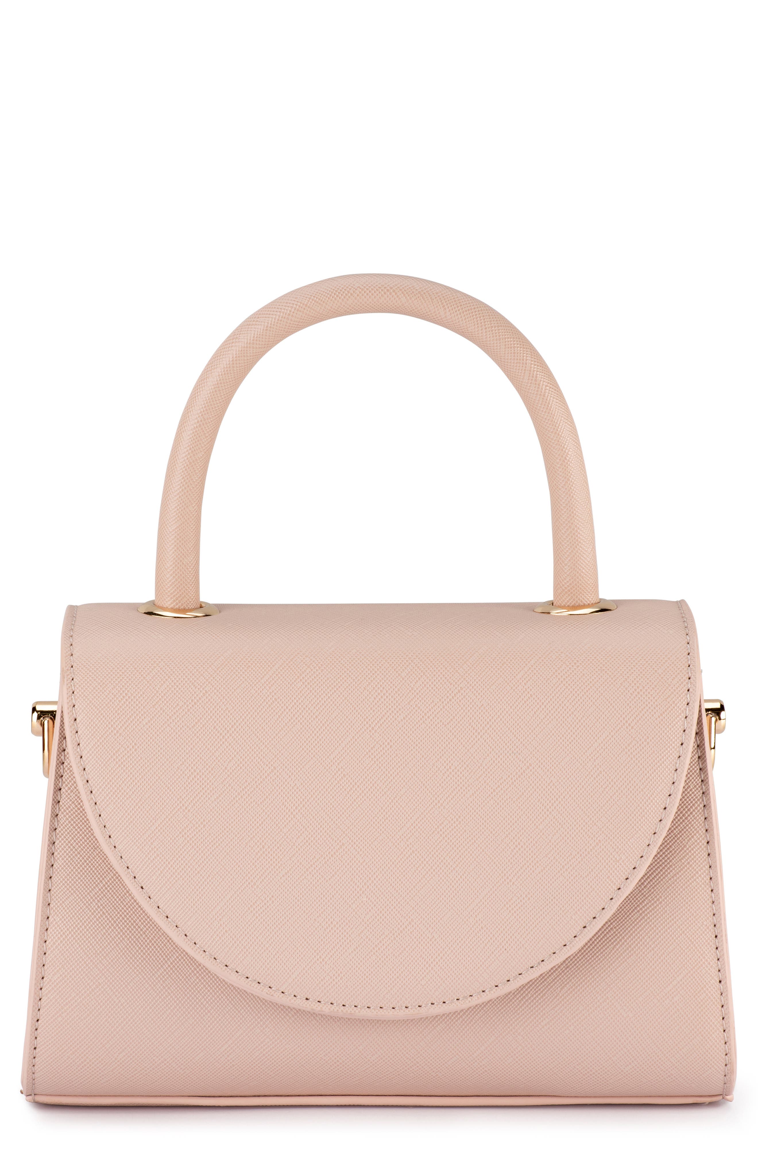 Olga Berg Sasha Faux Leather Top Handle Bag in Blush 