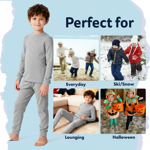 City Threads Boys Soft & Cozy Thermal Long Johns 2-piece Set In Blue