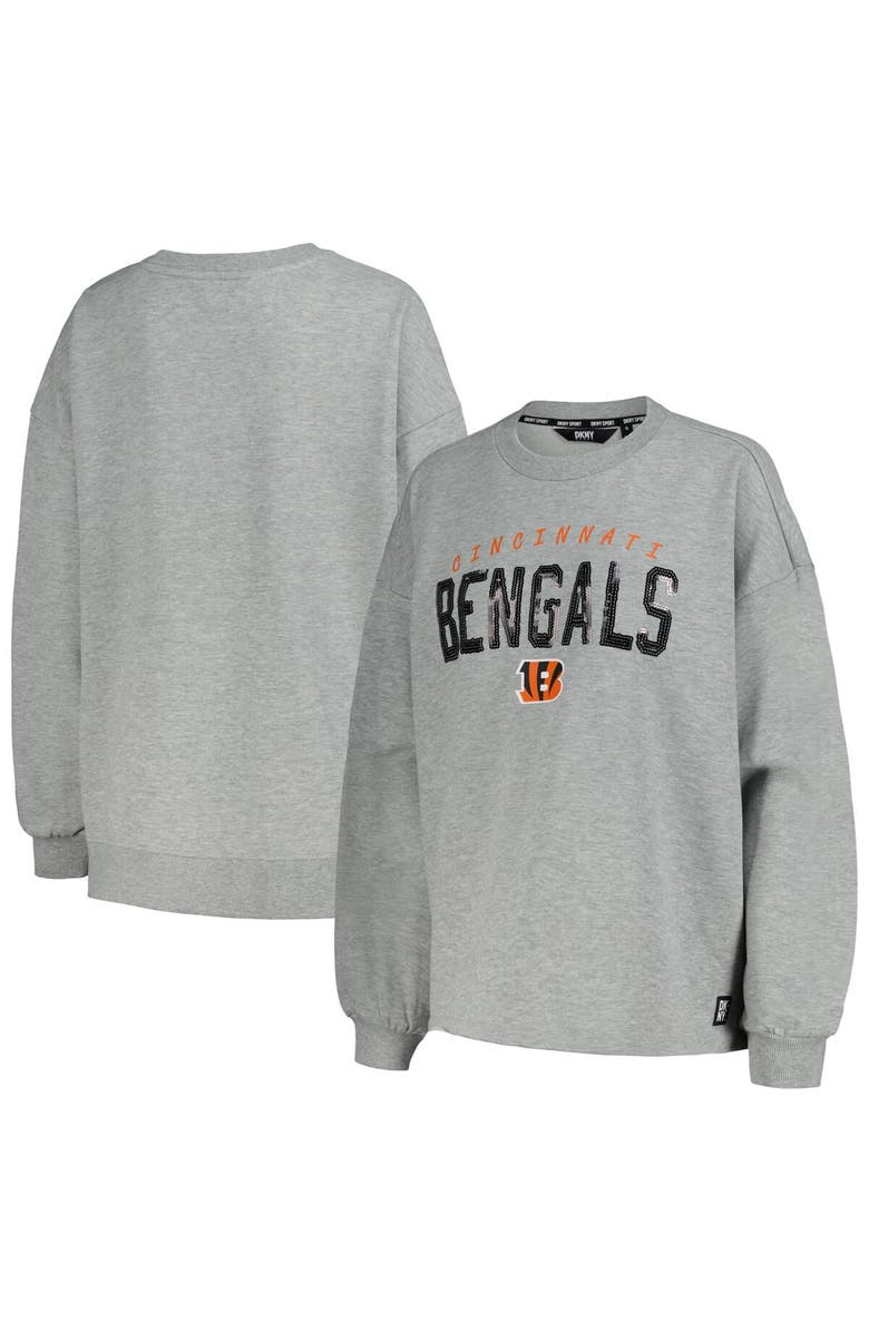 DKNY SPORT Women's DKNY Sport Heather Charcoal Cincinnati Bengals Penelope Pullover Sweatshirt, Main, color, Heather Charcoal