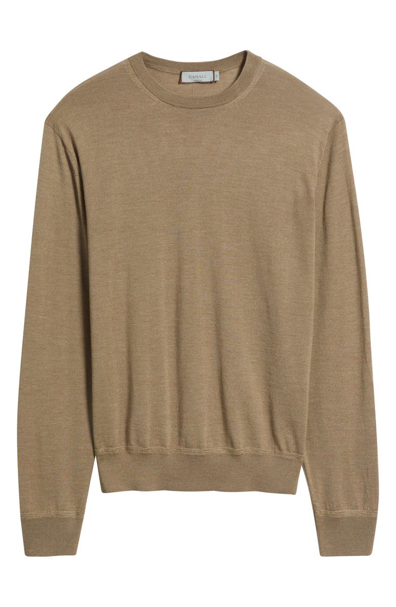 Canali Wool, Silk & Cashmere Crewneck Sweater, Alternate, color, Brown