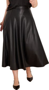 NIC+ZOE Seamed Faux Leather Midi Skirt
