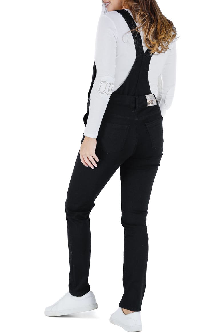 Sharon denim maternity overalls, Alternate, color, BLACK