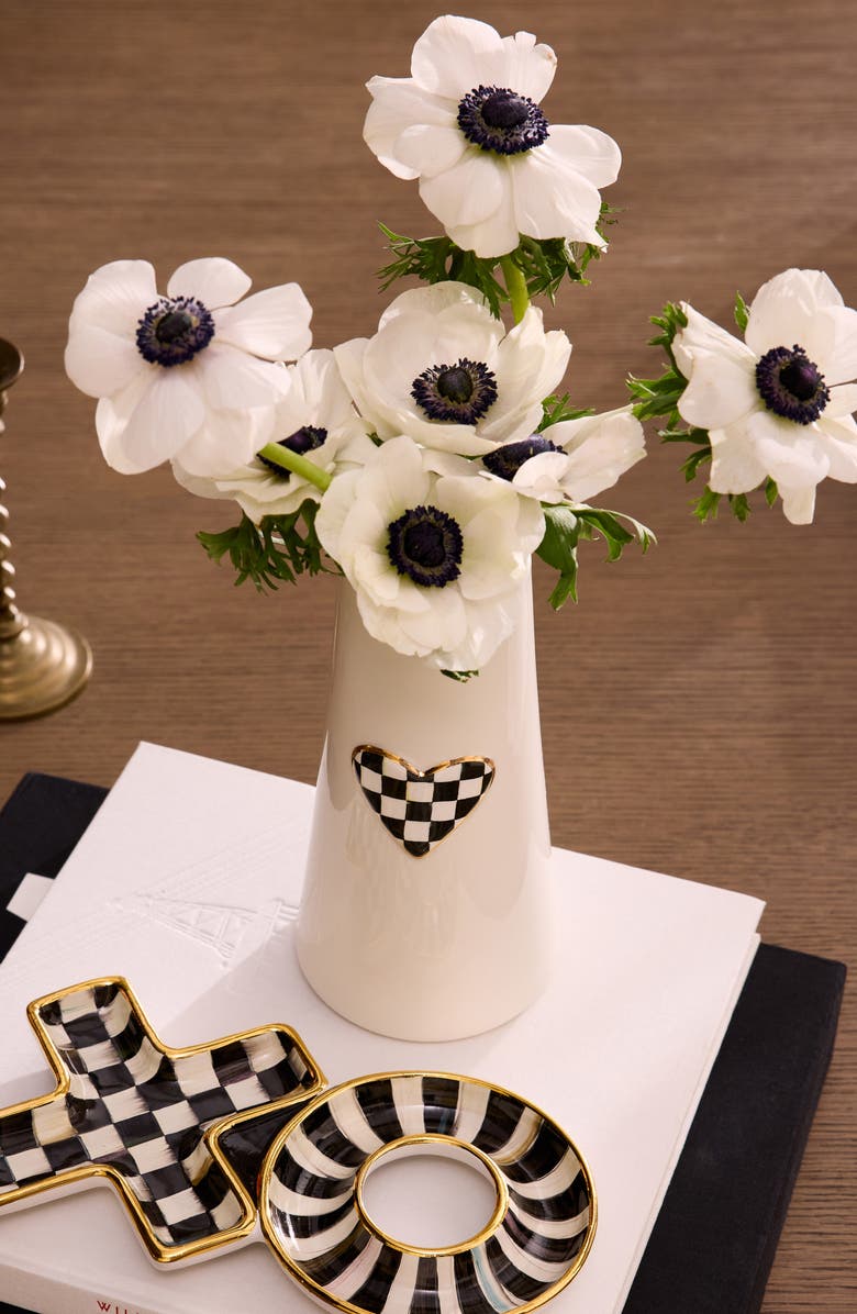 MACKENZIE CHILDS Courtly Check<sup>®</sup> Heart Vase, Alternate, color, Black/ White