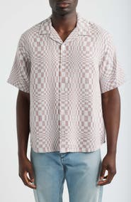 Corridor High Focus Moiré Print Cotton Camp Shirt
