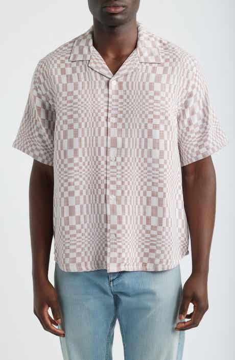 High Focus Moiré Print Cotton Camp Shirt