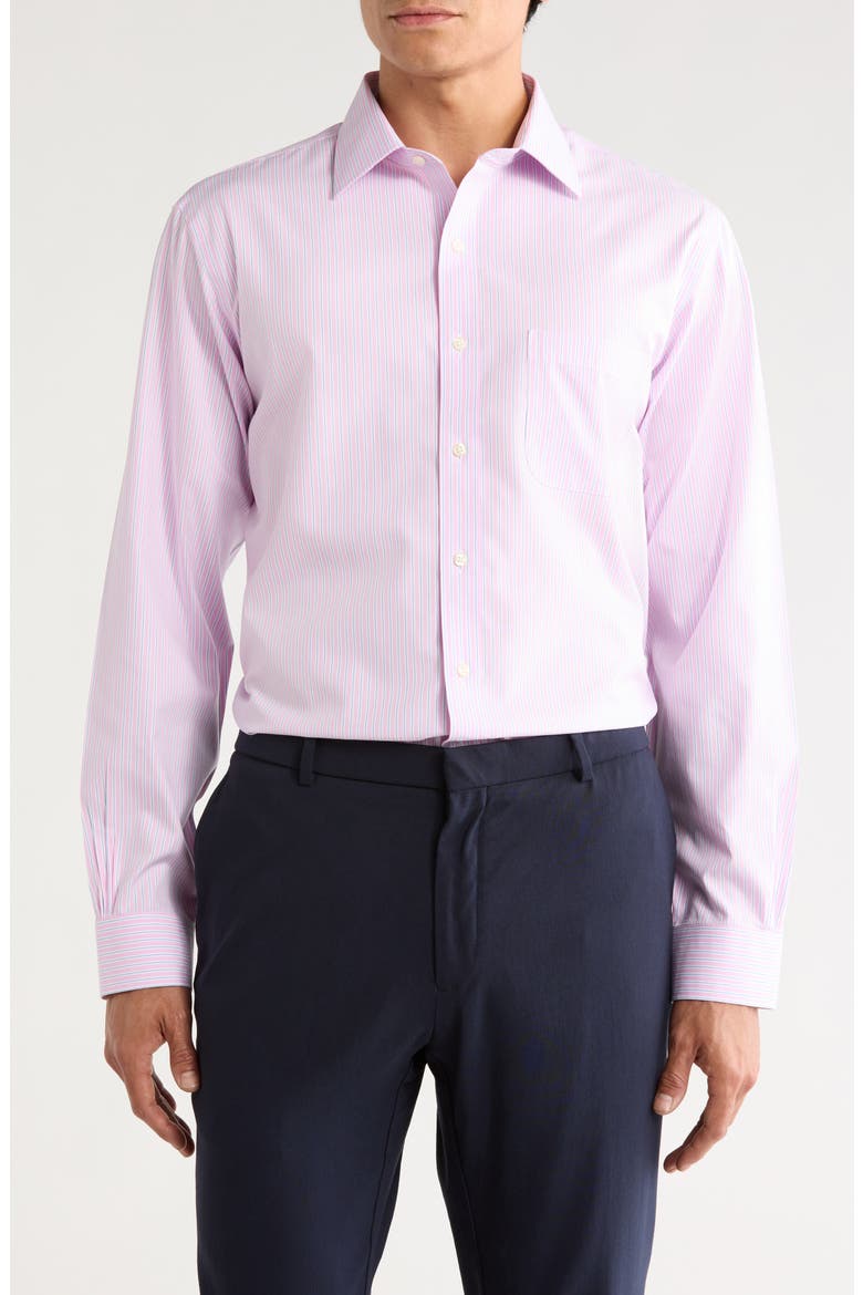 Regular Fit Non-Iron Cotton Dress Shirt, Main, color, PINKSTRIPE