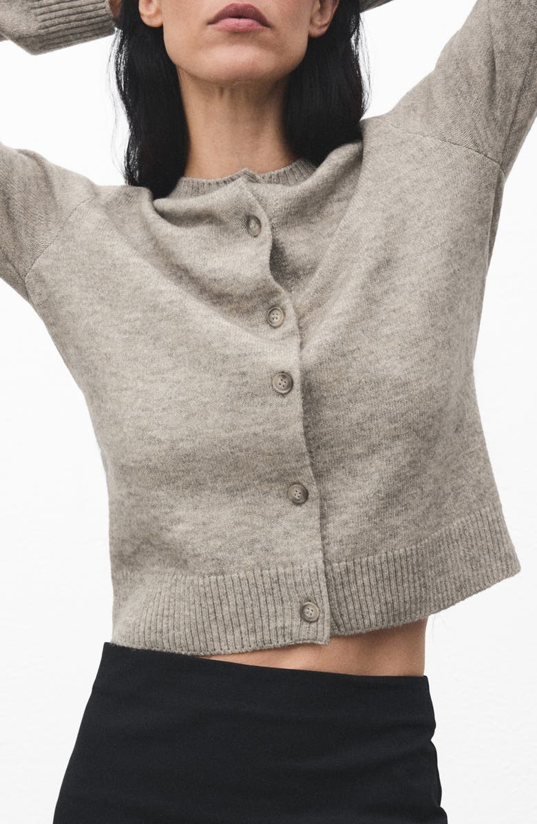 MANGO Crewneck Cardigan, Alternate, color, Light/ Pastel Grey