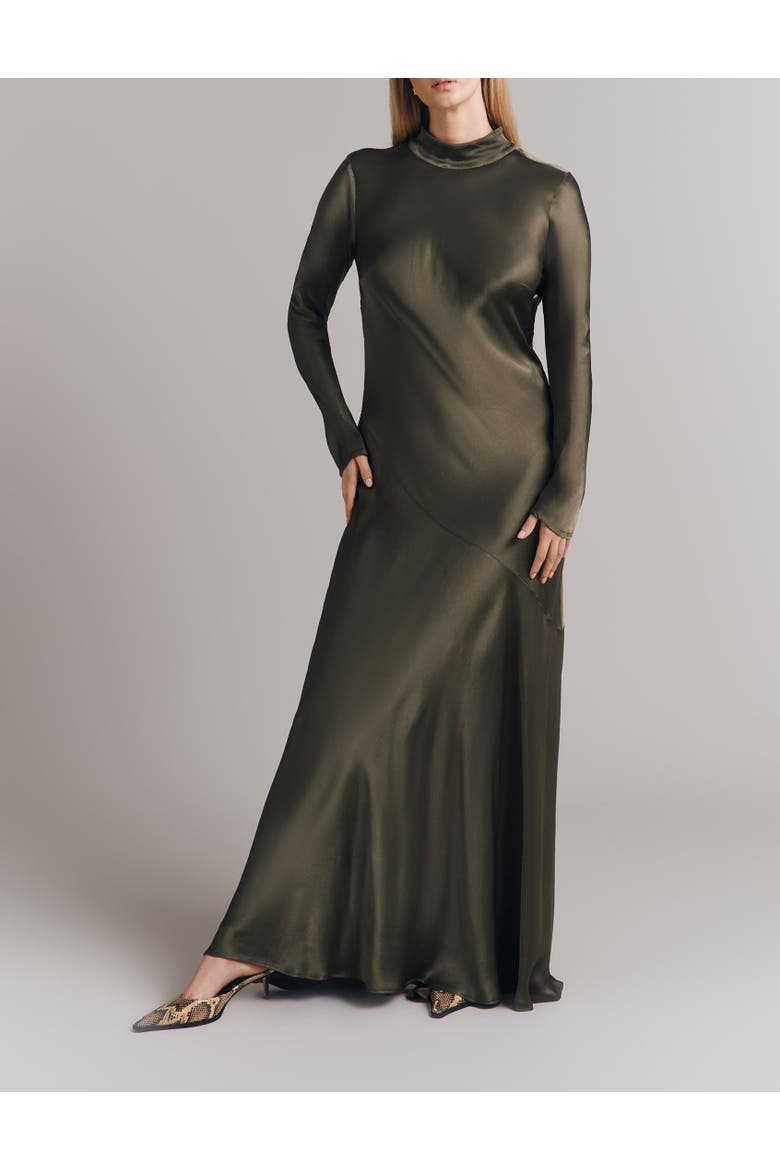 Rayna Satin Maxi Dress, Alternate, color, Dark Green