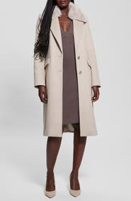 GUESS Nancy Coat with Removable Faux Fur Collar