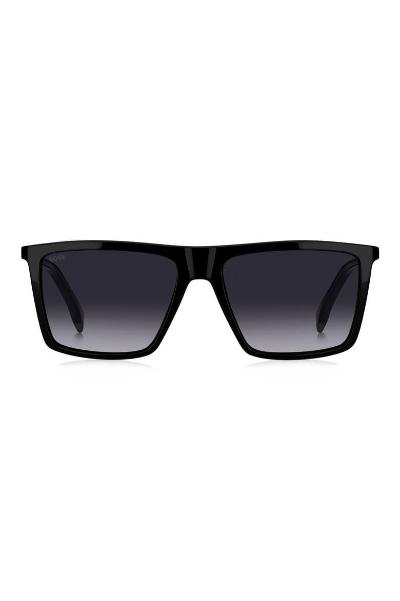 56mm Flat Top Sunglasses, Main, color, BLACK