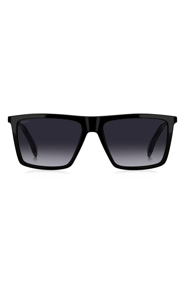 BOSS 56mm Flat Top Sunglasses, Main, color, Black