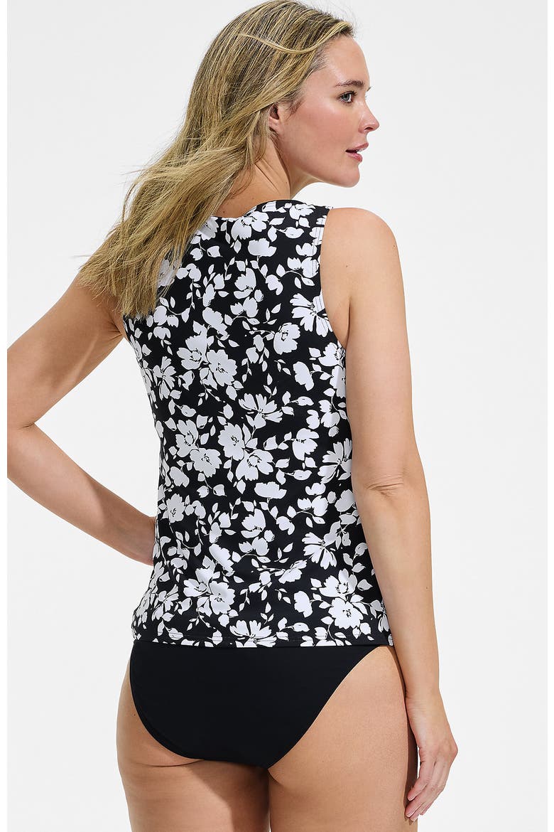 Plus Size High Neck UPF 50 Sun Protection Modest Tankini Swimsuit Top, Alternate, color, Black Blossom Floral