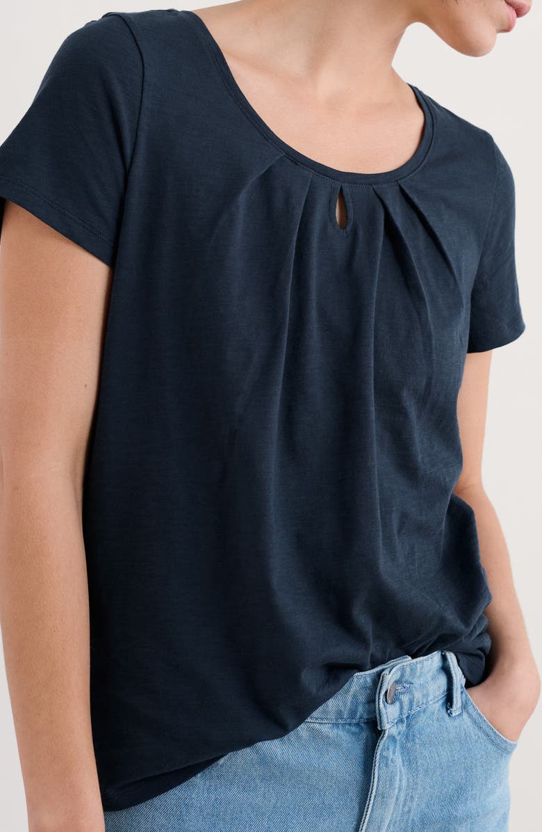 Seasalt Cornwall Appletree Keyhole Organic Cotton T-Shirt, Alternate, color, Maritime