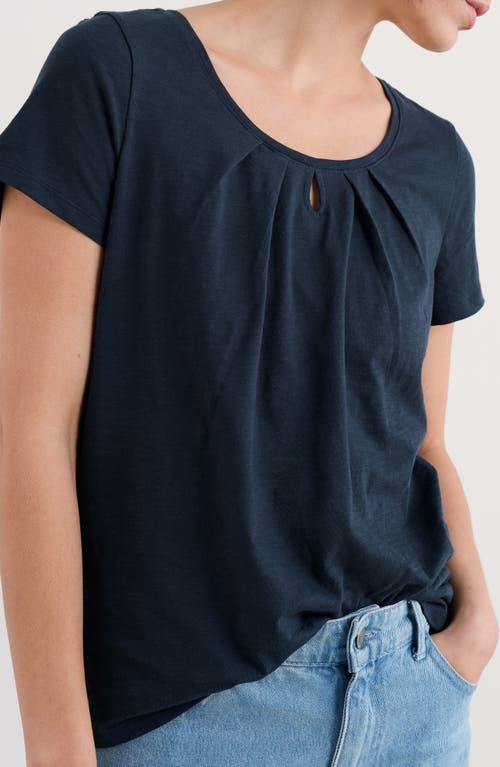 Seasalt Cornwall Appletree Keyhole Organic Cotton T-shirt In Maritime