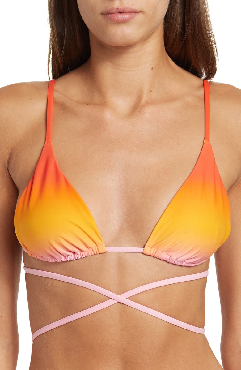 WeWoreWhat Cooper Triangle Bikini Wrap Top, Main, color,