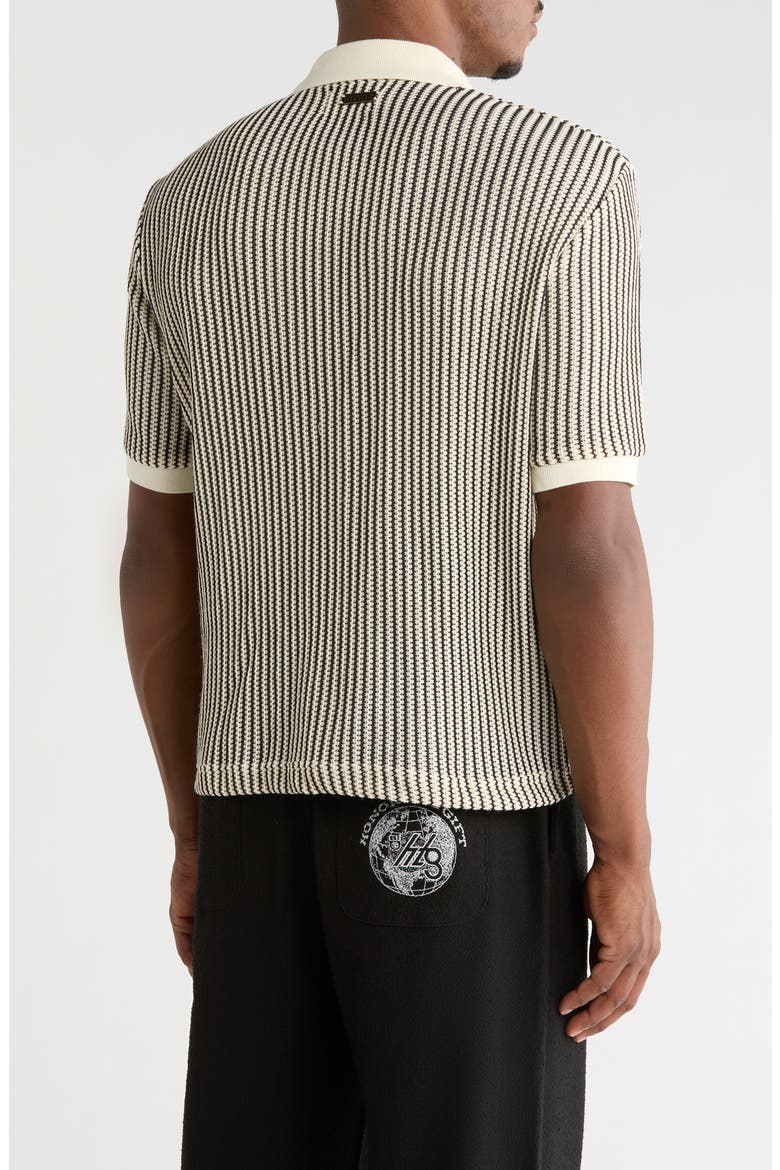 Stripe Knit Polo, Alternate, color, BONE