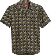 HUGO Ellino Logo Print Camp Shirt