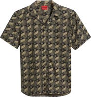 HUGO Ellino Logo Print Camp Shirt