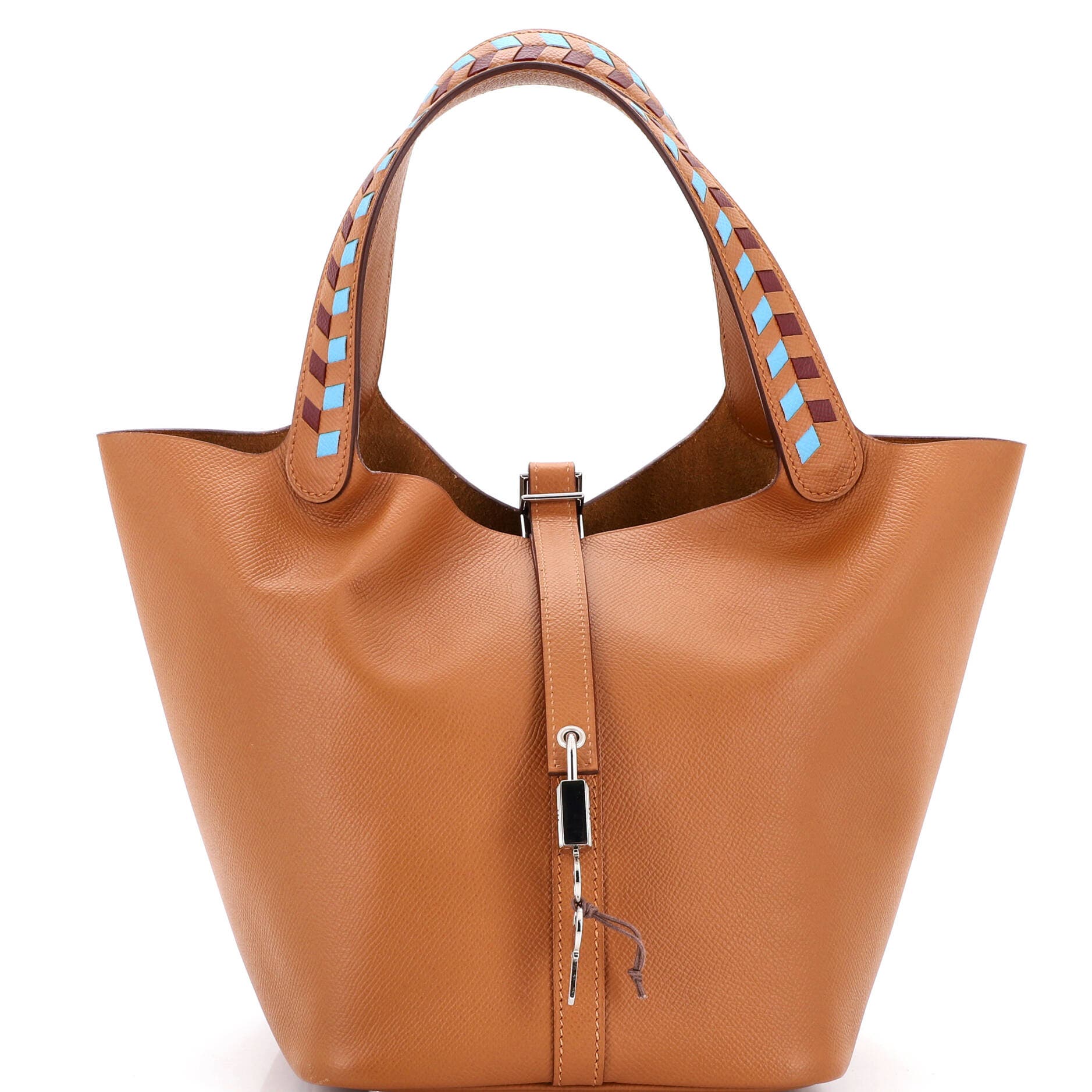 Picotin Lock Bag Tressage Epsom MM, Main, color, Brown