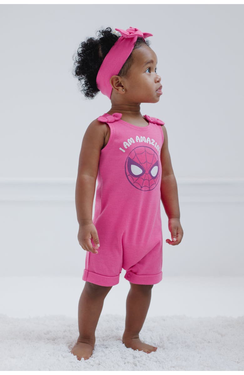 Marvel Spider-Man Avengers Sleeveless Romper Headband Set, Alternate, color, Red