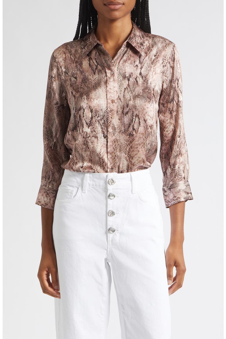 Dani Snake Print Silk Button-Up Top, Main, color, MV MULTI WESTERN SNAKE PRINT