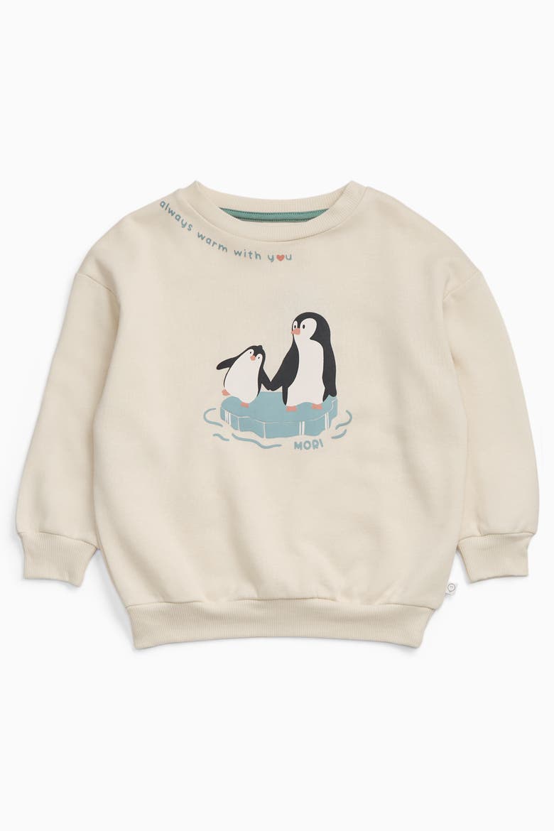 Penguin Family Placement Sweatshirt, Main, color, Cream