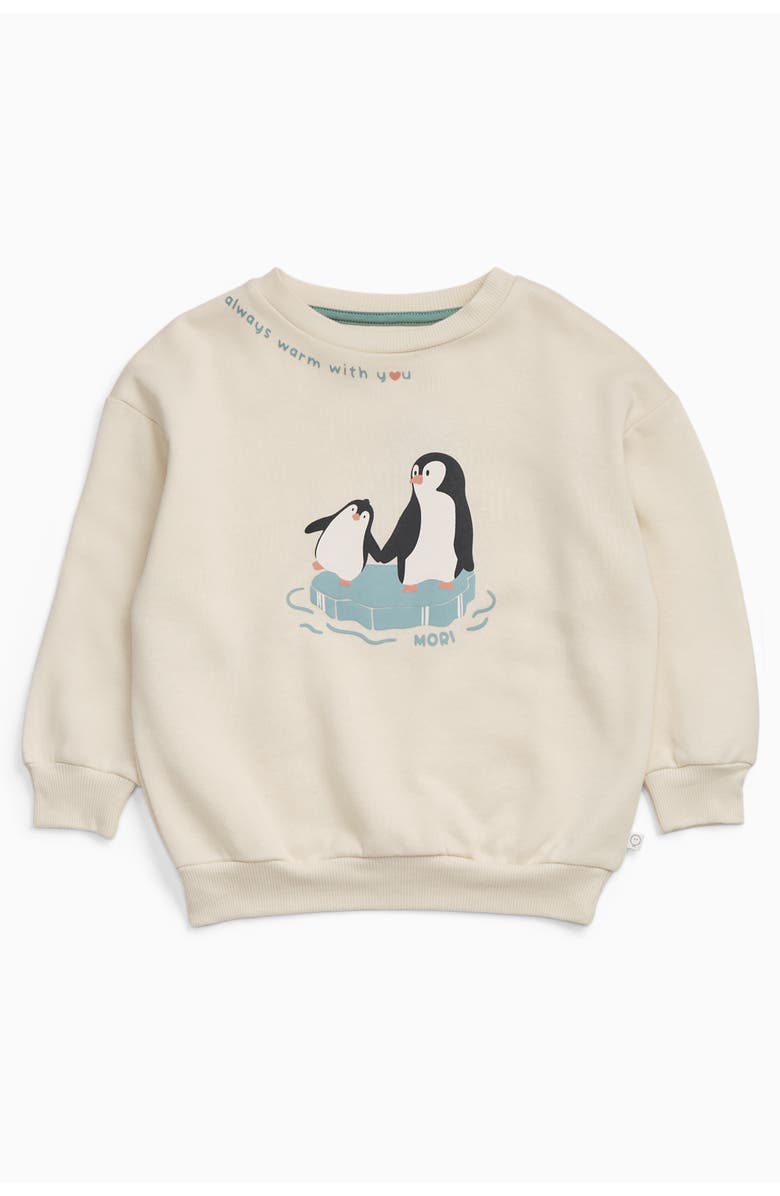 MORI Penguin Family Placement Sweatshirt, Main, color, Cream