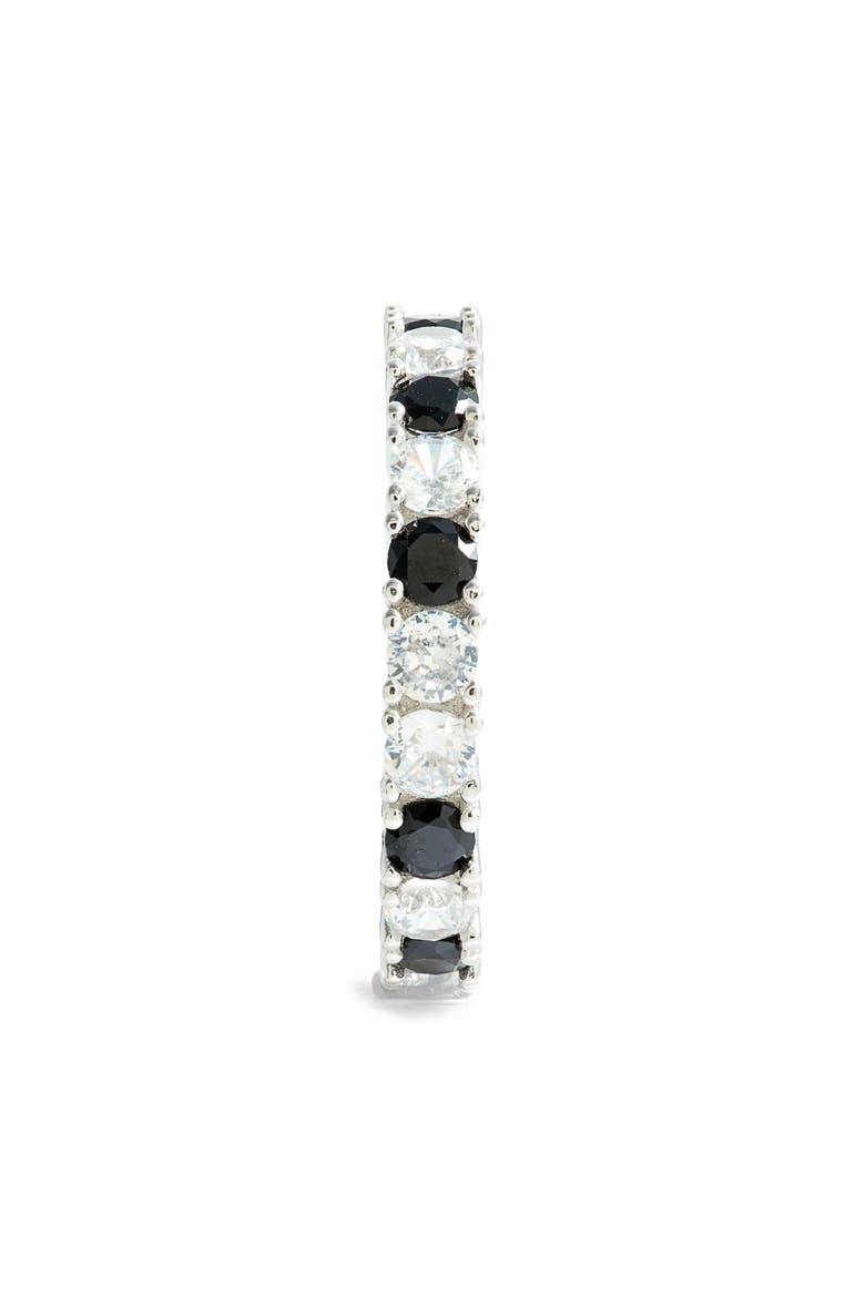 Sterling Silver Black & White Cubic Zirconia Eternity Band Ring, Alternate, color, BLACK