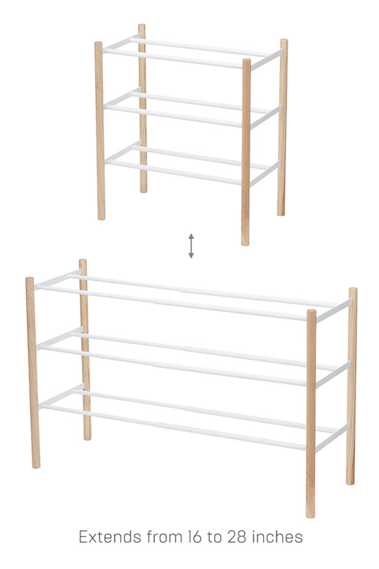 Expandable 3-Tier Shoe Rack, Alternate, color, WHITE