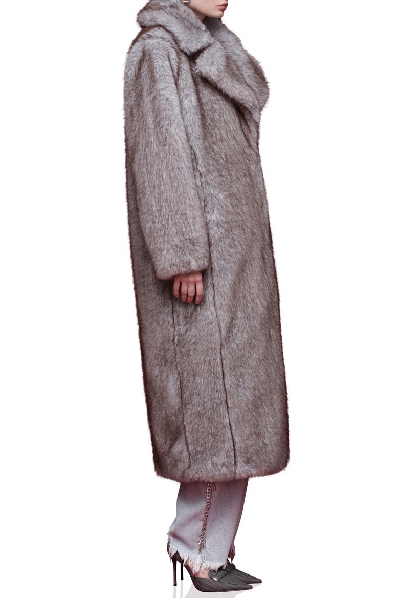 Faux Fur Longline Coat, Alternate, color, SKY