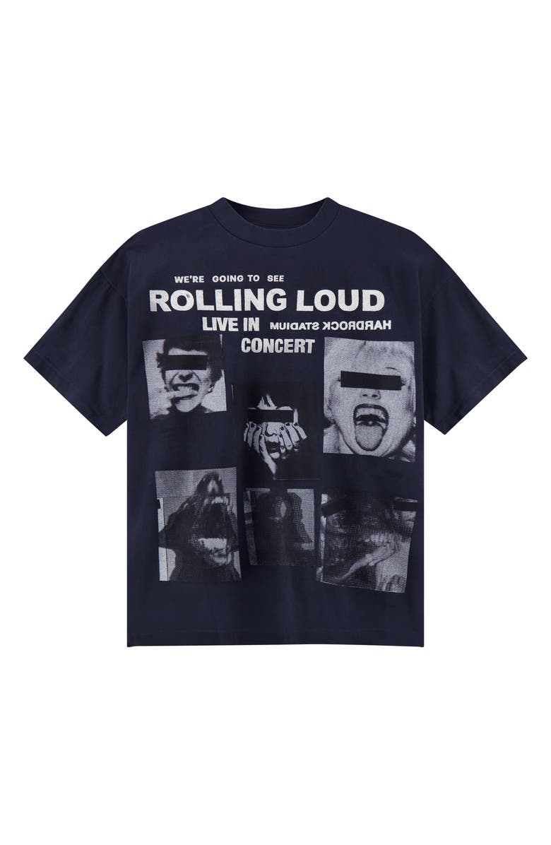 Rolling Loud Live in Concert Oversize Cotton Graphic T-Shirt, Alternate, color, Washed Navy