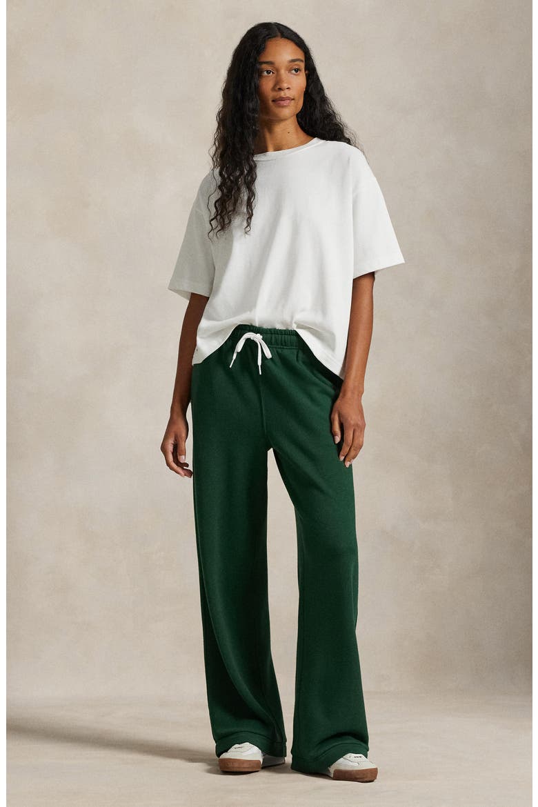 Wide Leg Cotton Blend Fleece Sweatpants, Alternate, color, NORTHWEST PINE