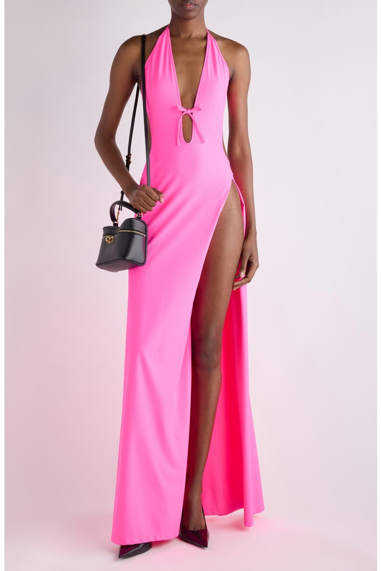 Tucked-In Swimwear Dress, Alternate, color, NEO PINK