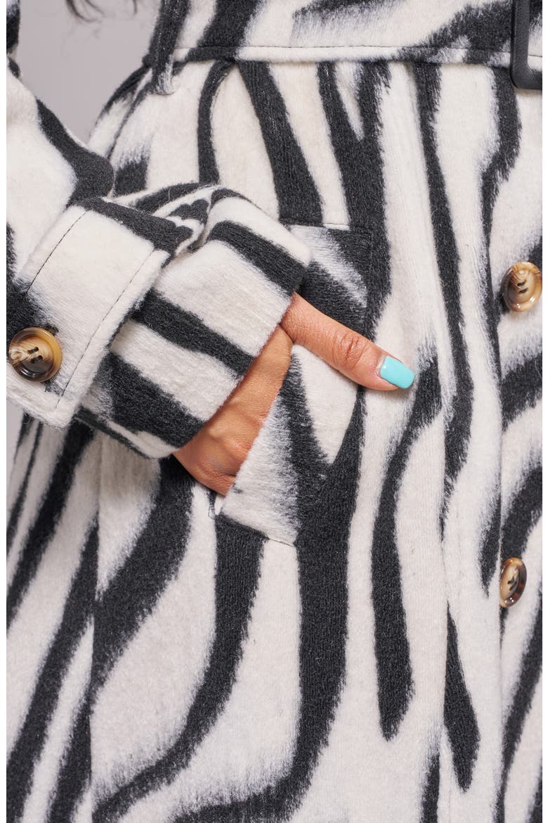 Softwave Faux Fur Trim Coat, Alternate, color, WHITE BLACK