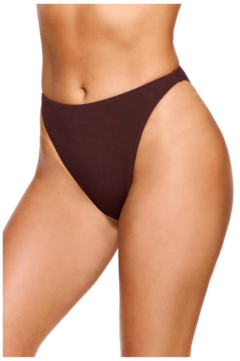 Vacay Mode High Waist High Leg Bikini Bottom Swimsuit, Main, color, Brown